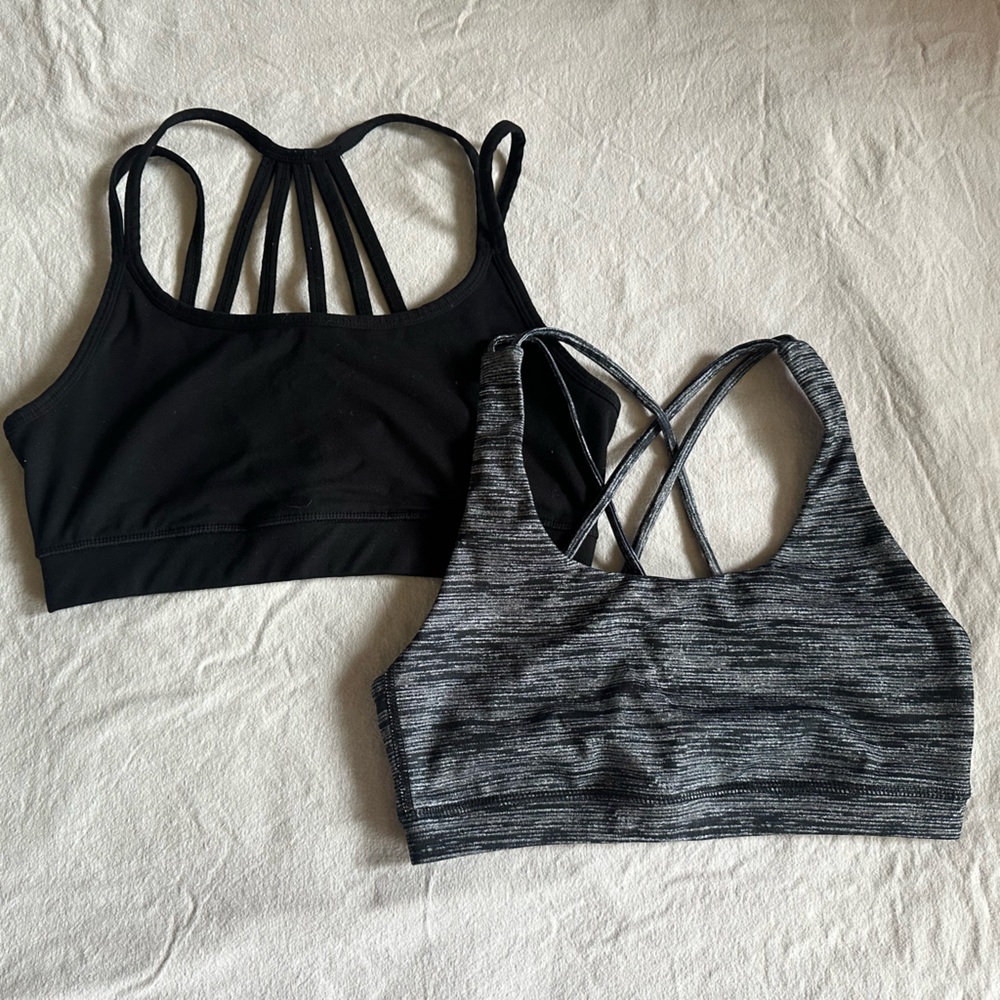 Black and Gray Strappy Sports Bras